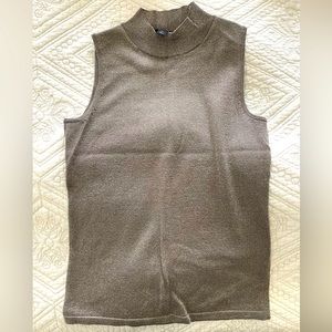 Ann Taylor Mock Neck Shimmer Top gray/silver XS